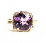 14K YELLOW GOLD DIAMOND AND AMETHYST RING