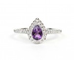 14K WHITE GOLD DIAMOND AND AMETHYST RING