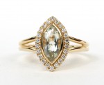 14K YELLOW GOLD DIAMOND & GREEN AMETHYST RING
