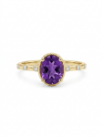 14K YELLOW GOLD DIAMOND AND AMETHYST RING
