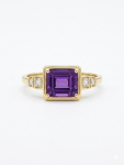 14K YELLOW GOLD DIAMOND & AMETHYST RING