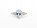 14K White Gold .31Ctw Diamond 1.11Ct Aquamarine Ring (64 Diamonds)
