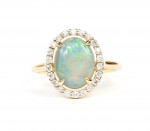 14K YELLOW GOLD DIAMOND AND OPAL RING