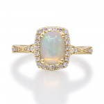 10K YELLOW GOLD DIAMOND AND ETHIOPIAN OPAL RING