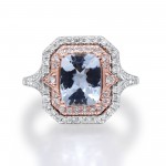 14K TWO TONED DIAMOND AND AQUAMARINE RING