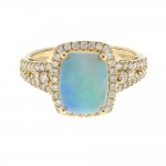 14K YELLOW GOLD DIAMOND AND OPAL RING
