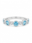 14K WHITE GOLD DIAMOND & AQUAMARINE BAND