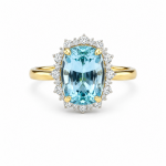 14K YELLOW GOLD DIAMOND & AQUAMARINE RING