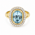 14K YELLOW GOLD DIAMOND & AQUAMARINE RING