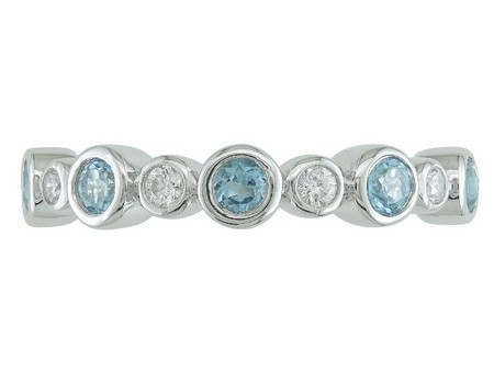 14K WHITE GOLD DIAMOND & BLUE TOPAZ RING