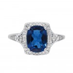 14K WHITE GOLD DIAMOND AND LONDON BLUE TOPAZ RING