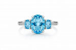 14K WHITE GOLD DIAMOND AND BLUE TOPAZ RING