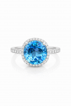 14K WHITE GOLD DIAMOND AND SWISS BLUE TOPAZ RING