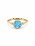 14K YELLOW GOLD DIAMOND & BLUE TOPAZ RING