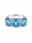 14K WHITE GOLD DIAMOND BLUE TOPAZ AND DIAMOND RING