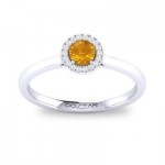 14K White Gold .05Ctw Diamond And .20Ct Citrine Ring