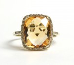 14K YELLOW GOLD DIAMOND AND CITRINE RING