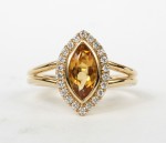 14K YELLOW GOLD DIAMOND & CITRINE RING
