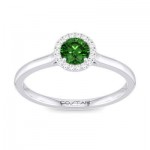 14K White Gold .06Ctw Diamond And .21Ct Emerald Ring