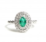 14K WHITE GOLD DIAMOND AND EMERALD RING