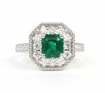 18K WHITE GOLD DIAMOND AND EMERALD RING