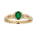 10K YELLOW GOLD DIAMOND & EMERALD RING