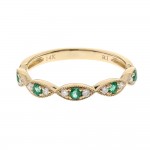 14K YELLOW GOLD DIAMOND AND EMERALD RING