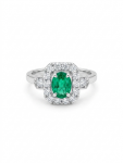 18K WHITE GOLD DIAMOND & EMERALD RING