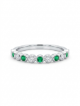 14K WHITE GOLD DIAMOND & EMERALD BAND