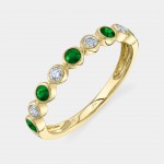 14K YELLOW GOLD DIAMOND & EMERALD BEZEL BAND