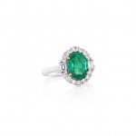 18K WHITE AND YELLOW GOLD OVAL EMERALD AND DIAMOND RING