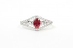 14K White Gold .30Ctw Diamond .58Ct Ruby Ring (50 Round Diamonds)