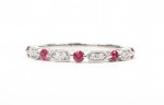 14K White Gold .05Ctw Diamond .20Ctw Ruby Band