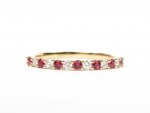 14K Yellow Gold 1/5Ctw Diamond 1/4Ctw Ruby Band