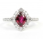 14K WHITE GOLD DIAMOND AND RUBY RING