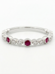 14K WHITE GOLD DIAMOND & RUBY BAND