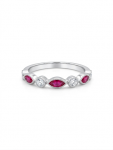 14K WHITE GOLD DIAMOND & RUBY BAND