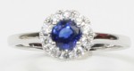 14K White Gold 1/6Ctw Diamond .47Ct Sapphire Ring (10 Diamonds)