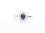 14K White Gold 1/4Ctw Diamond .55Ct Sapphire Ring (10 Diamonds)