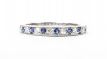 14K White Gold 1/8Ctw Diamond 1/6Ctw Sapphire Band