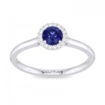 14K White Gold .05Ctw Diamond And .40Ct Sapphire Ring