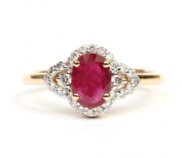 14K WHITE GOLD DIAMOND AND RUBY RING