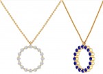 18K YELLOW GOLD DIAMOND AND SAPPHIRE REVERSIBLE CIRCLE PENDANT