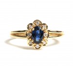 14K YELLOW GOLD SAPPHIRE AND DIAMOND FLORAL RING