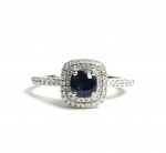 14K WHITE GOLD DIAMOND AND SAPPHIRE RING