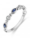 14K WHITE GOLD DIAMOND AND SAPPHIRE BAND