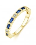 14K YELLOW GOLD DIAMOND AND SAPPHIRE STACKABLE BAND
