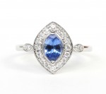 14K WHITE GOLD DIAMOND AND SAPPHIRE RING