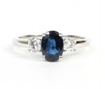 14K WHITE GOLD DIAMOND AND SAPPHIRE RING