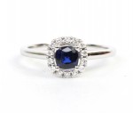 14K WHITE GOLD DIAMOND AND SAPPHIRE RING